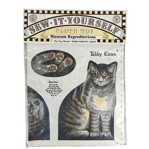 Sew-It-Yourself Tabby Kitten Cloth Toy Kit Museum Handprinted Toy Works USA